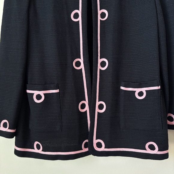 Ming Wang Applique Jacket Small Black Pink - Picture 3 of 9